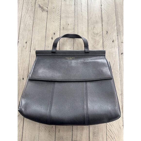 Tory Burch Large Block T Satchel Bag Black Leather - Picture 2 of 14